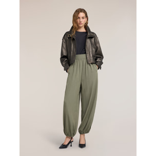 Motivi - Giubbotto bomber corto crinkle con collo alto - Verde militare