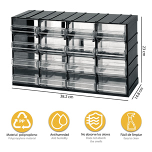 Unidad de almacenamiento modular con 16 cajones, Artplast