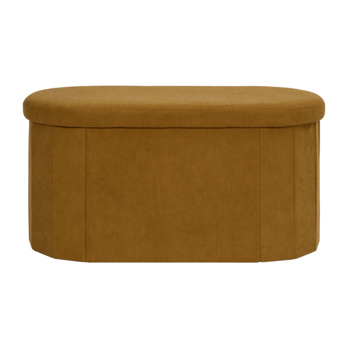 Coffre Banc Pliable - HOME DECO FACTORY - Jules - Tissu Côtelé - Jaune