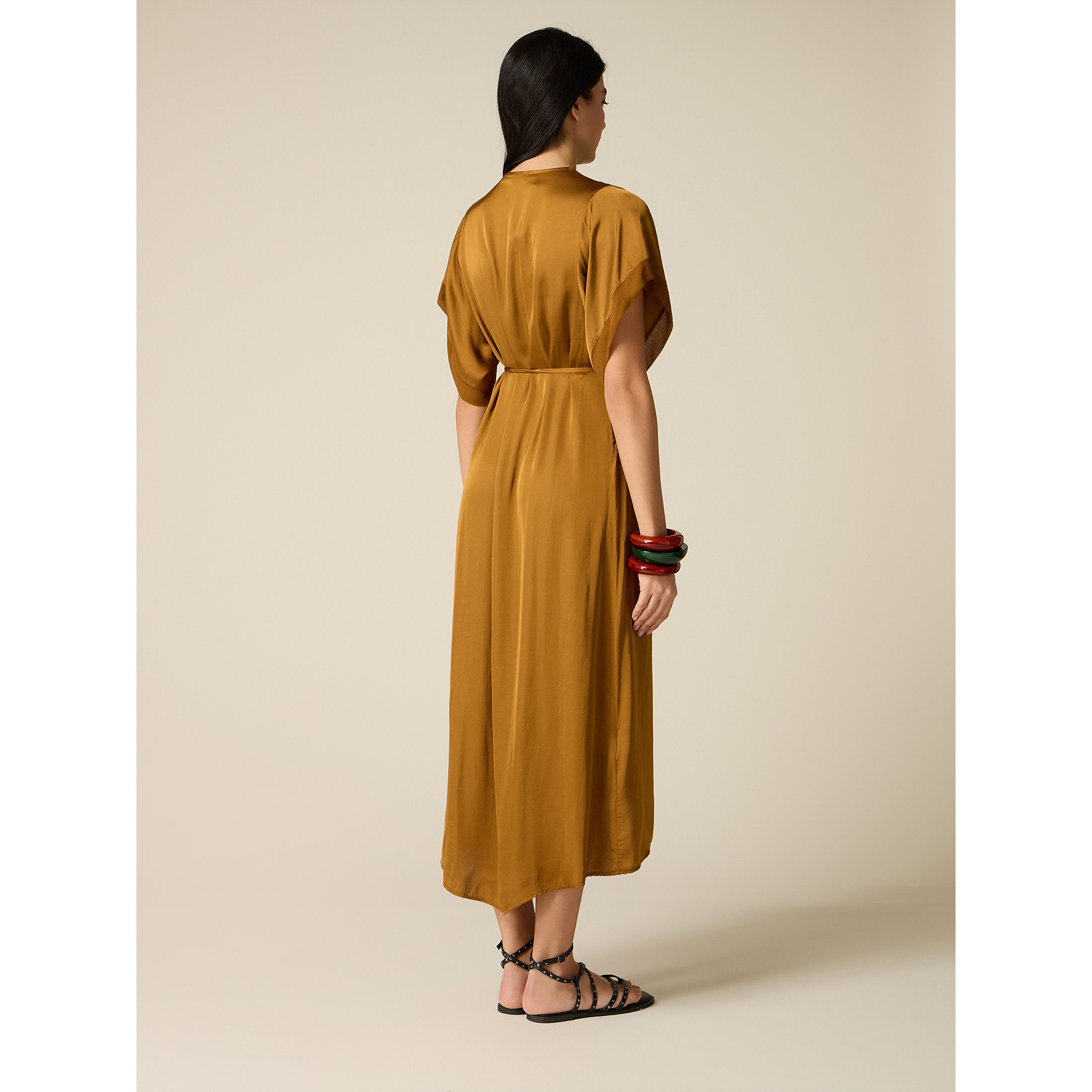Oltre - Vestido largo de satén - Oro