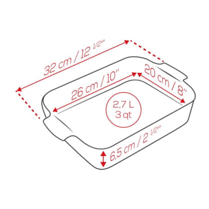 Plat à four rectangulaire light grey, 32cm Appolia