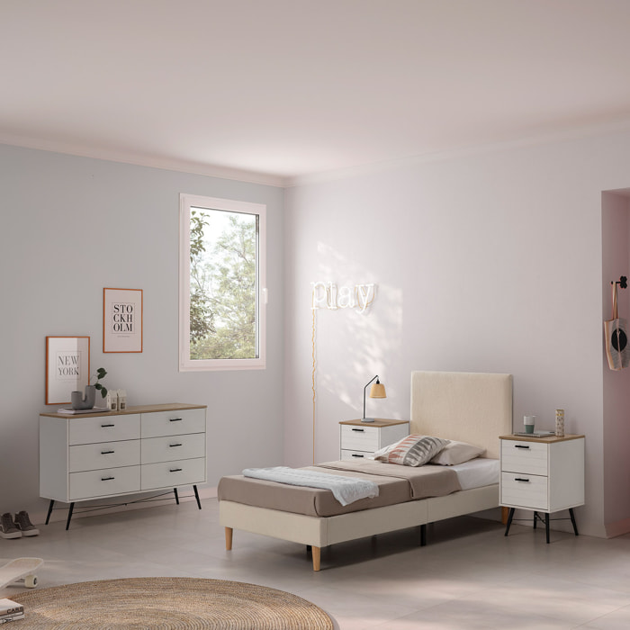 Base tapizada + cabecero Niebla Beige