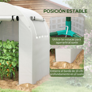 Invernadero de Jardín 180x180x200 cm Invernadero de Túnel Pequeño con Puerta Enrollable y Ventana de Malla para Cultivar Plantas Flores Blanco