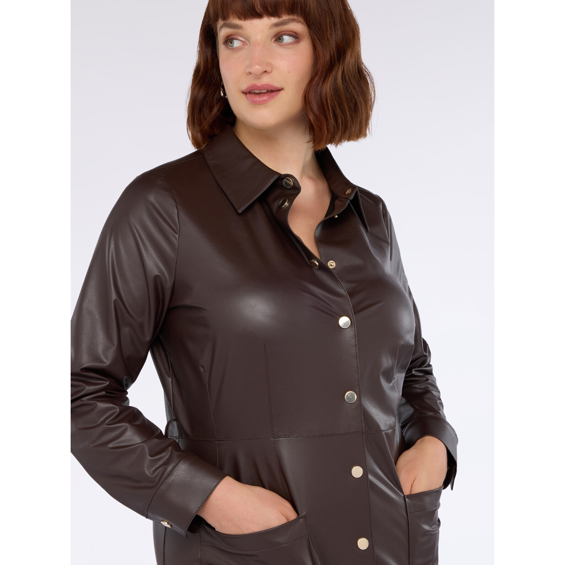 Fiorella Rubino - Vestito chemisier lungo con cintura - Marrone