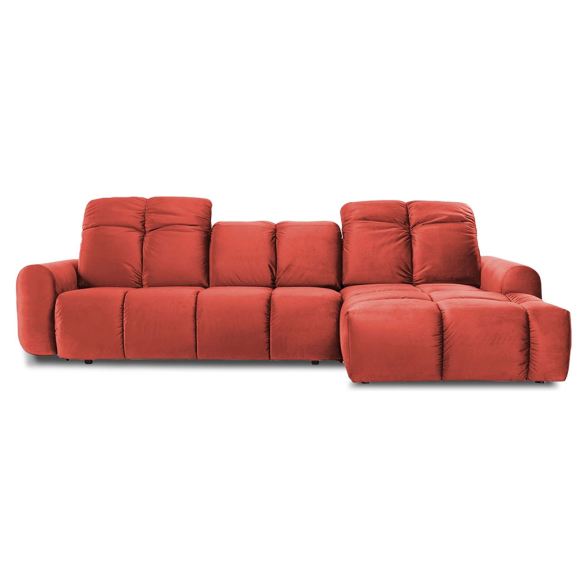 Canapé d'Angle Droit Convertible Velours Anacapri, 3 Places, Couchage Intégré, Coffre de Rangement, Repose-têtes Ajustables