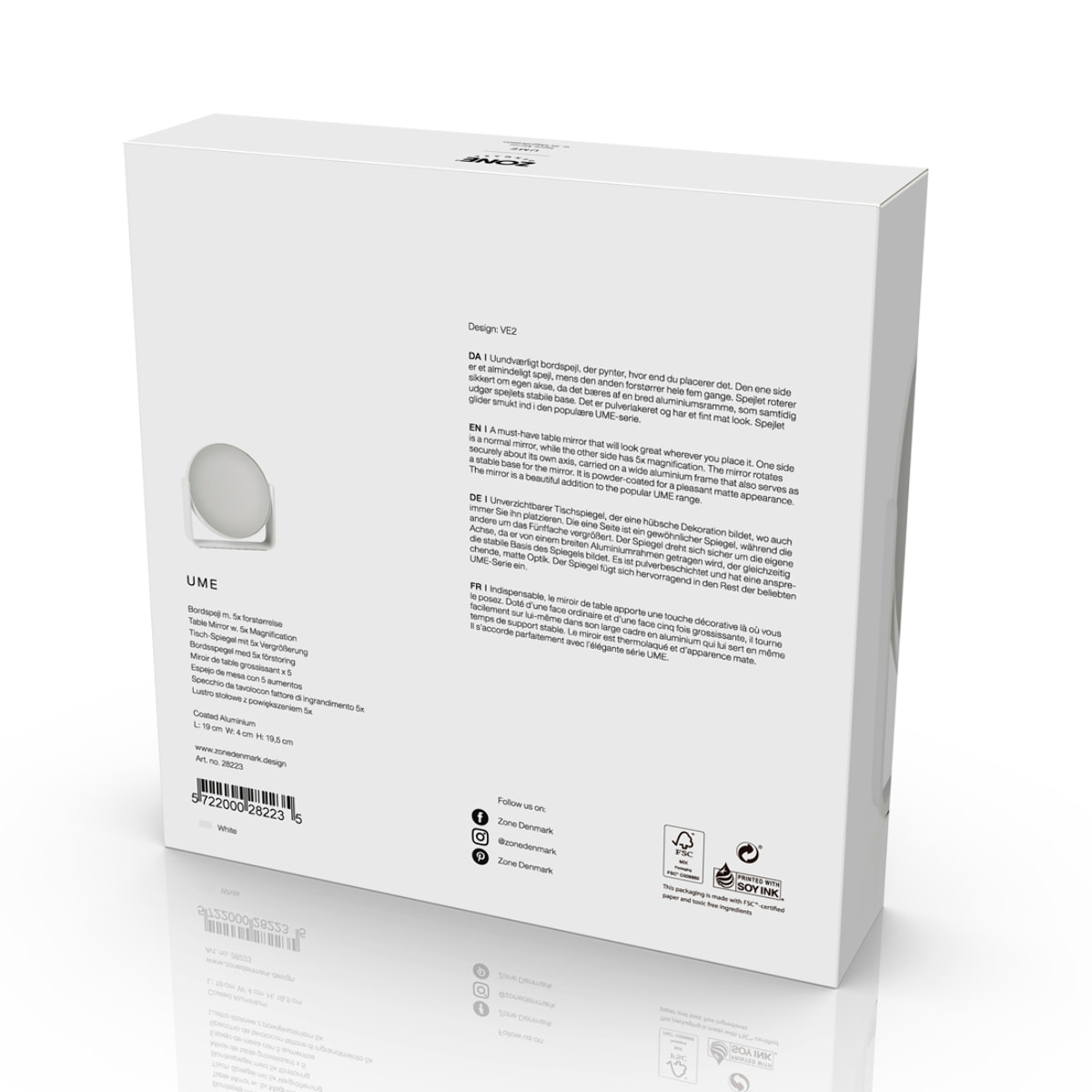 Miroir de table avec grossissement 5 x Ume Gris clair