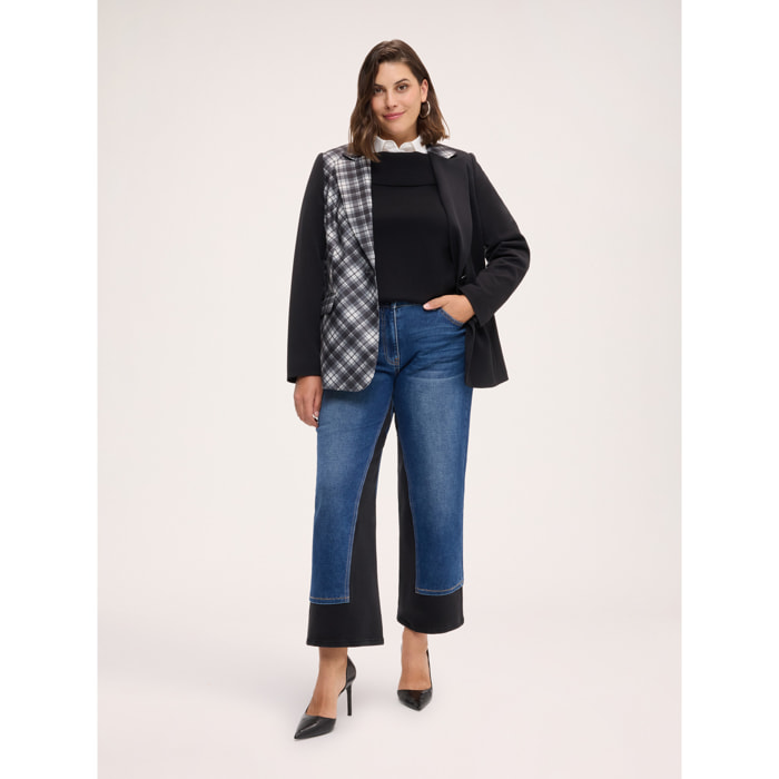 Fiorella Rubino - Jeans Cropped con dettaglio bicolore - Blu