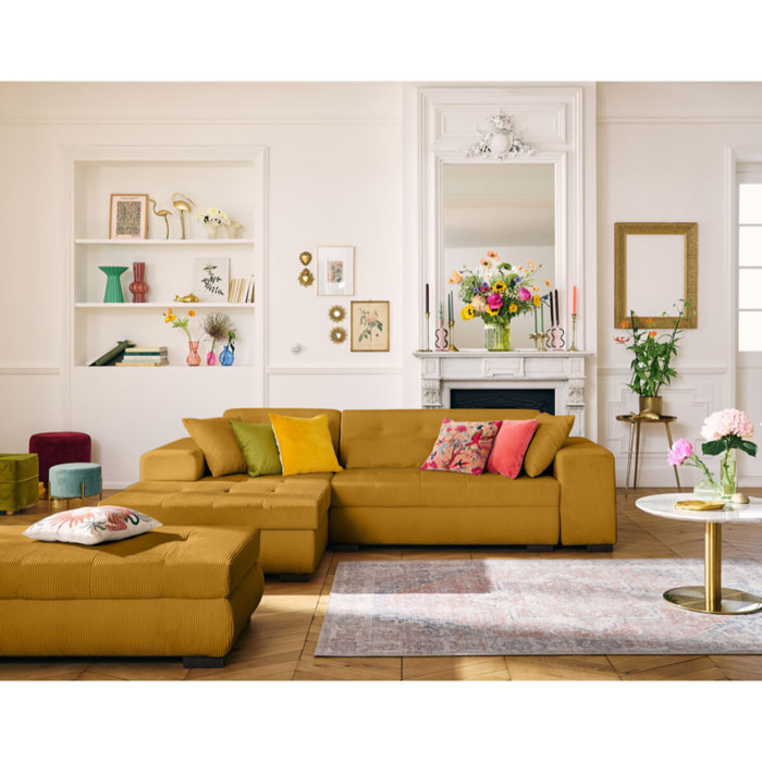 Vermont - pouf d'appoint - en velours côtelé - Jaune
