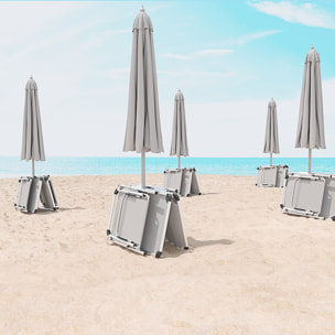 Coppia Di Lettini Pieghevoli Prendisole Tettuccio Parasole Schienale Regolabile In Alluminio Sdraio Spiaggia Mare Giardino Piscina 187x59x29 Cm Grigio