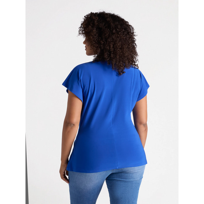 Fiorella Rubino - T-shirt in jersey con incrocio - Bluette