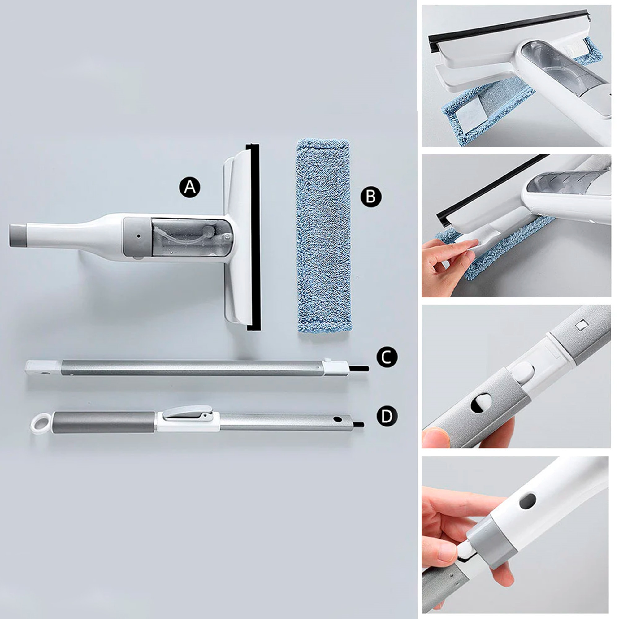 Limpiador de ventanas 3 en 1 con depurador de aerosol