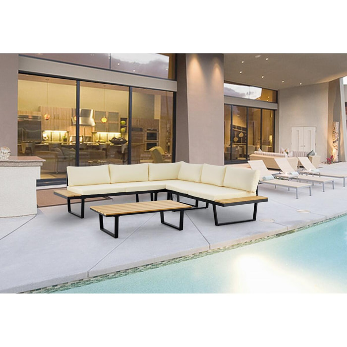Salon de jardin ''Cosmos'' - 221 x 72 x 62 cm - Beige/Marron