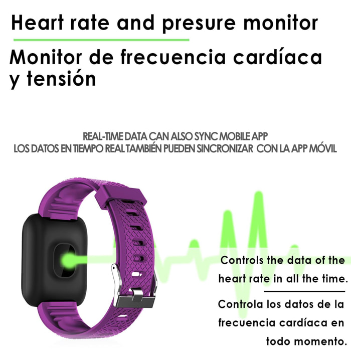 Braccialetto intelligente ID116 Bluetooth 4.0 schermo a colori, cardiofrequenzimetro, pulsazioni e modalità multisport