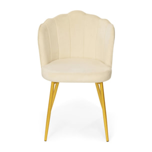 Chaises Arielle pieds dorés - Velours crème