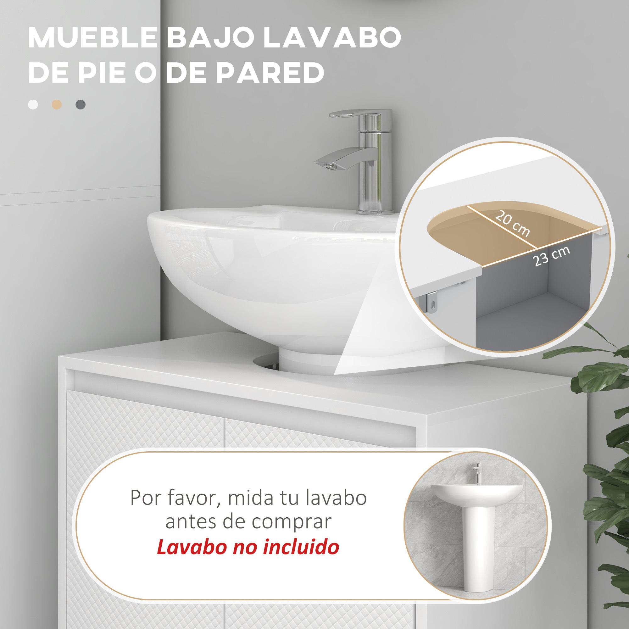 Mueble Bajo Lavabo Mueble para Debajo del Lavabo Moderno con Estante Mueble Lavabo con Pie Anti-vuelco Carga 40 kg 60x30x60 cm Blanco