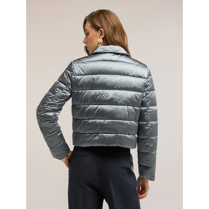 Motivi - Plumífero lightweight corto con botones joya - Gris