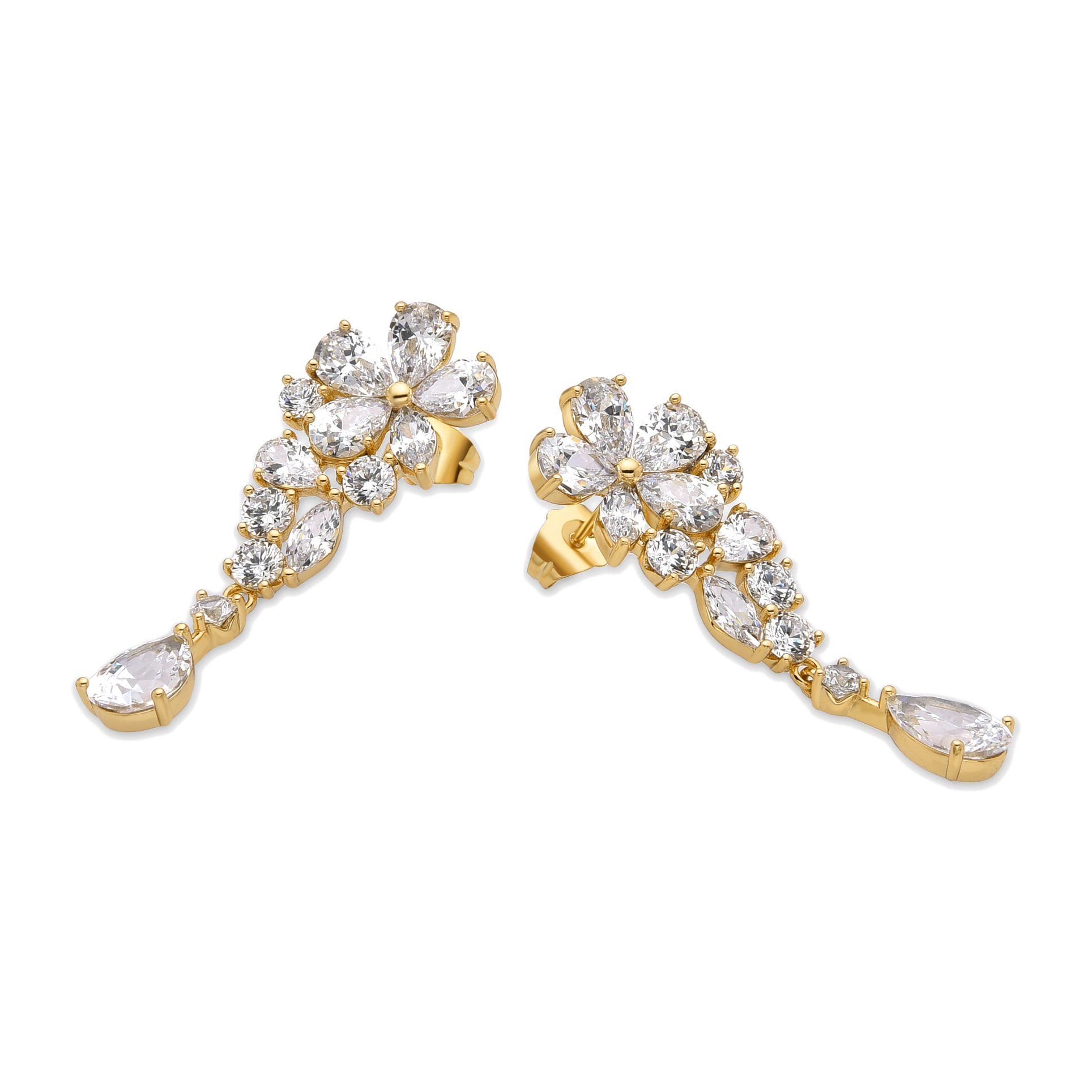 Pendientes con Circonita Brillante acabado oro 18k