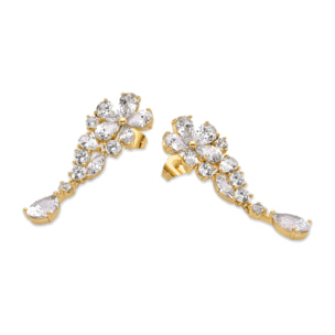 Pendientes con Circonita Brillante acabado oro 18k