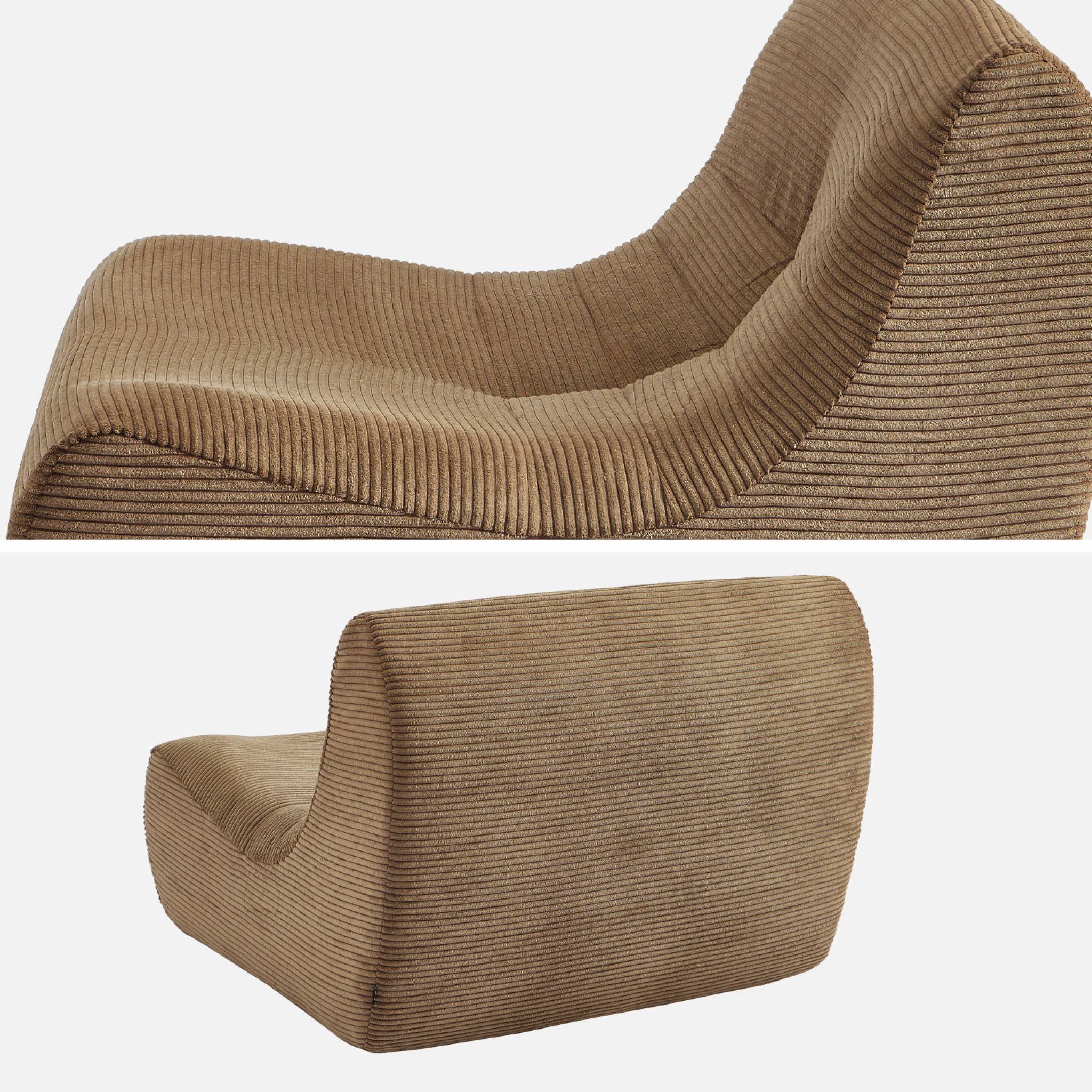 Chauffeuse velours côtelé 3 places taupe L 91 x P 105 x H 72 cm - SOKOL