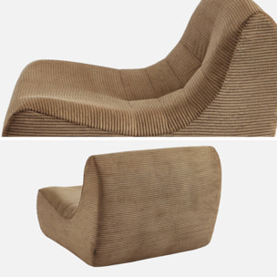 Chauffeuse velours côtelé 3 places taupe L 91 x P 105 x H 72 cm - SOKOL