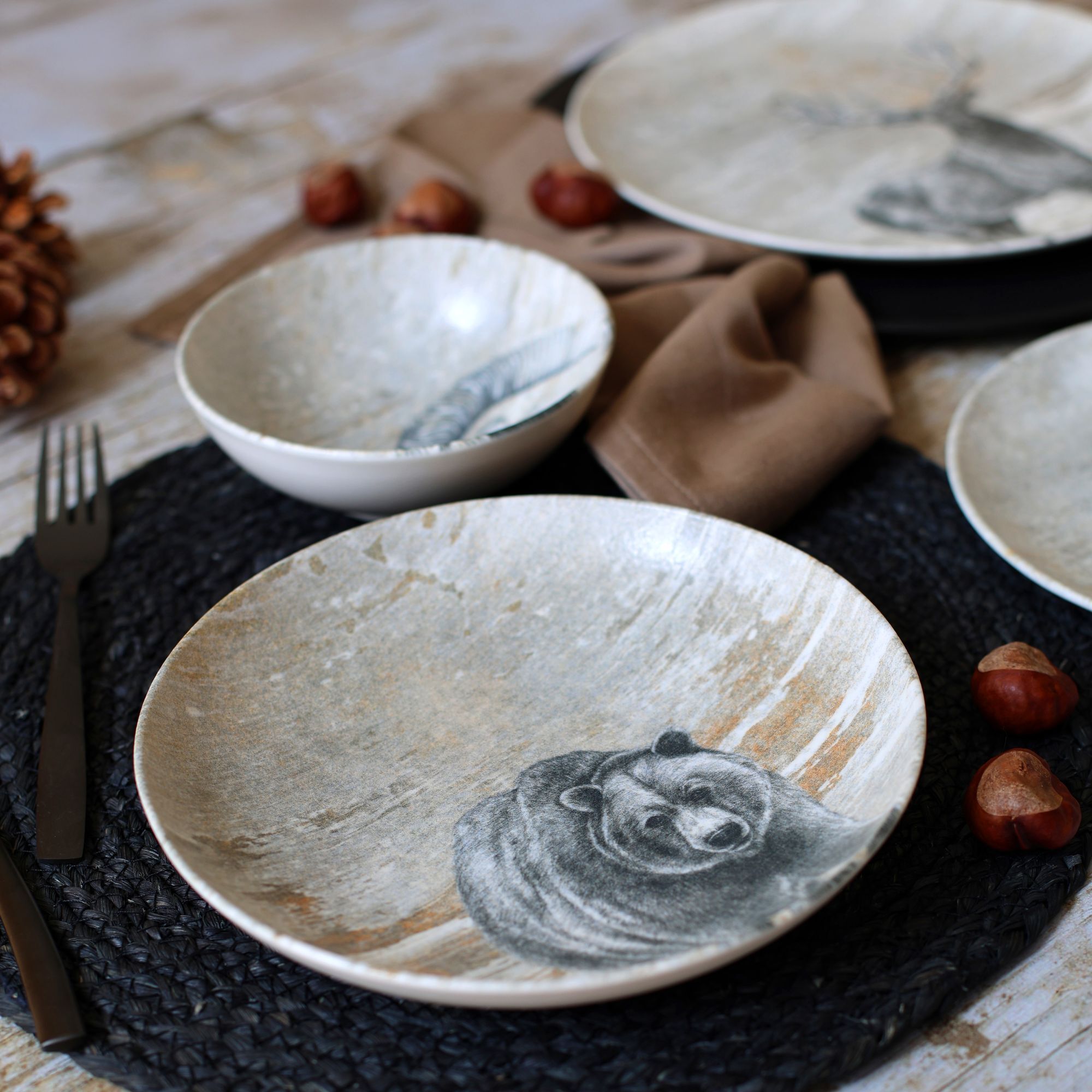 Lot de 6 assiettes creuses en porcelaine 21cm LACHAT