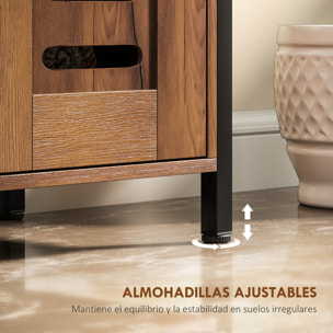 Mueble Bajo Lavabo, Mueble de Baño Industrial, 2 Puertas de Lamas con Cierre Magnético, Estante Ajustable, para Lavabos sin Pedestal, 60x30x60 cm, Marrón Rústico