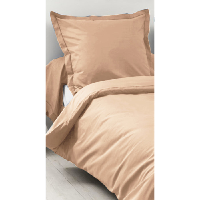Housse de Couette Unie en 100 % Coton - Orange corail