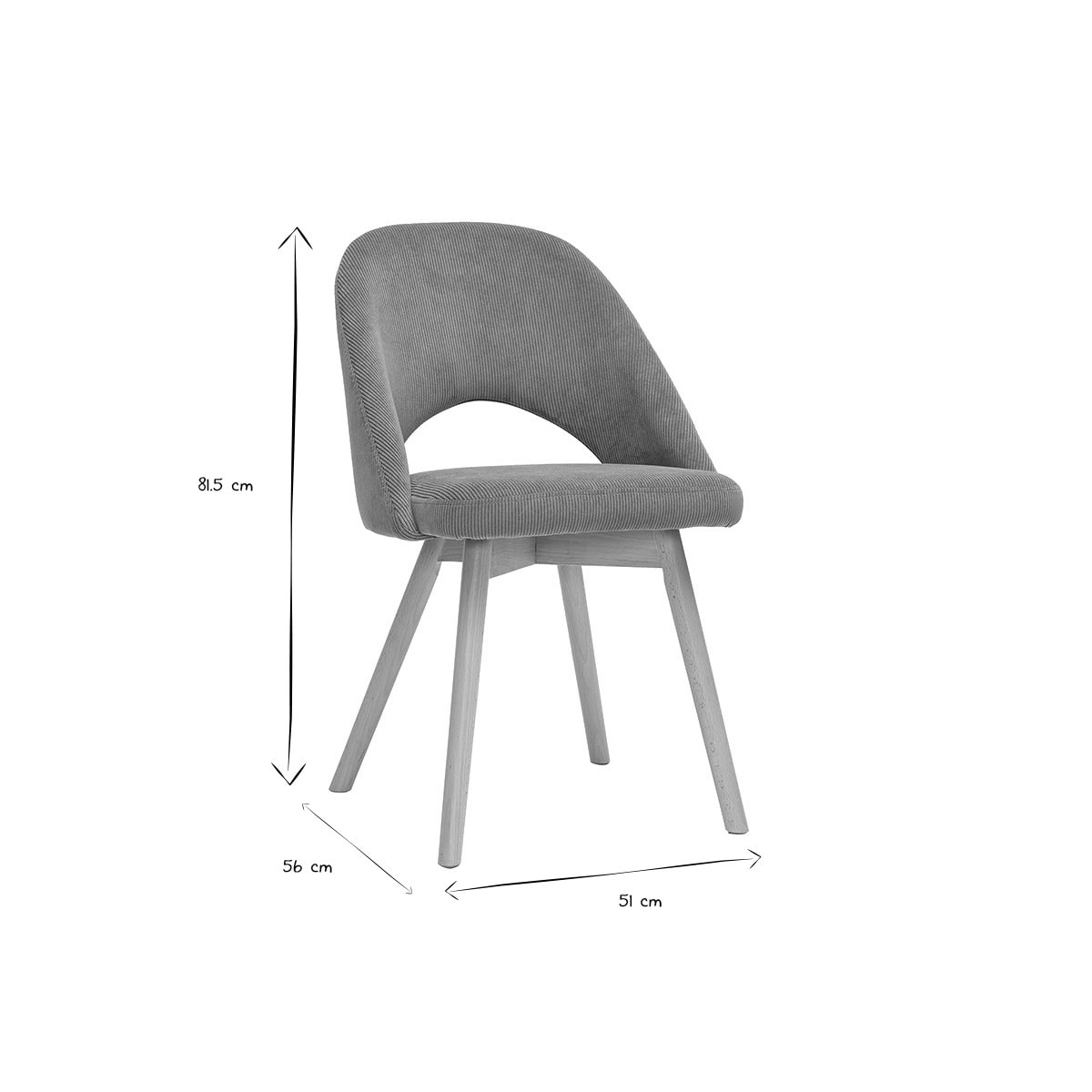 Chaises scandinaves en tissu velours côtelé vert kaki et bois clair (lot de 2) COSETTE