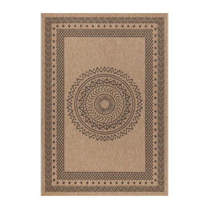 DHAKA - Tapis intérieur/extérieur aspect jute motif mandala noir