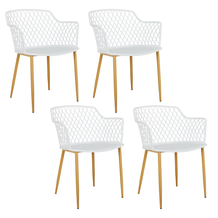 Fauteuil Exterieur Malaga Blanc - Lot De 4