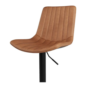 Lot de 2 chaises de bar réglables 62,5/83 cm camel en cuir synthétique - Killi