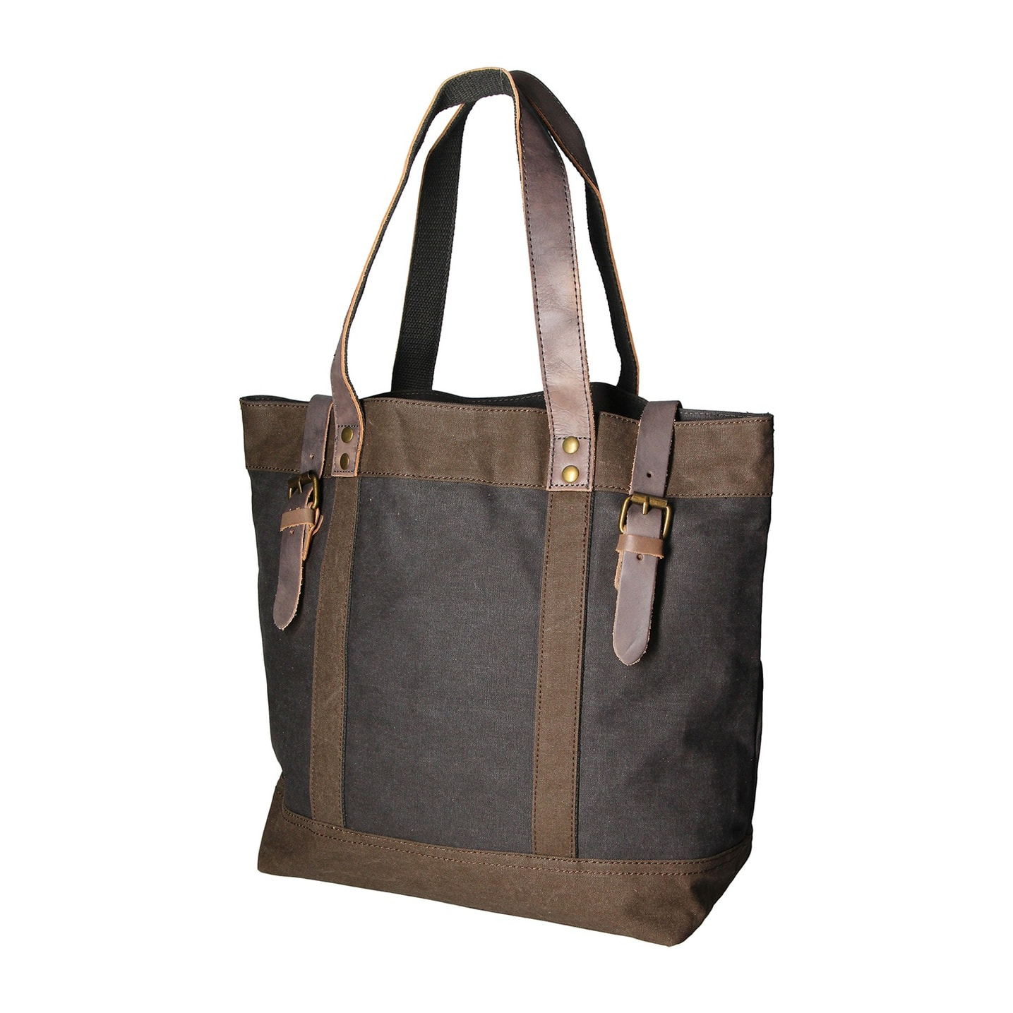 Borsa a mano unisex - Modello Maura - Canvas e pelle - 38.0 x 37.0 x 16.0 cm