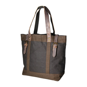 Borsa a mano unisex - Modello Maura - Canvas e pelle - 38.0 x 37.0 x 16.0 cm