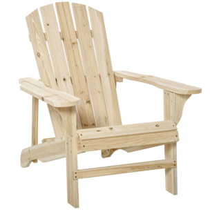 Silla Adirondack de Madera Silla de Jardín con Asiento Extra Ancho Carga 150 kg para Patio Terraza Balcón 78x89x88 cm Natural