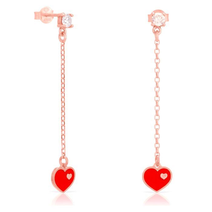Pendiente de Plata de Ley 925 colgante con corazón esmaltado