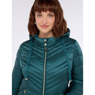 Fiorella Rubino - Piumino trapuntato disegno chevron con cappuccio - Ottanio