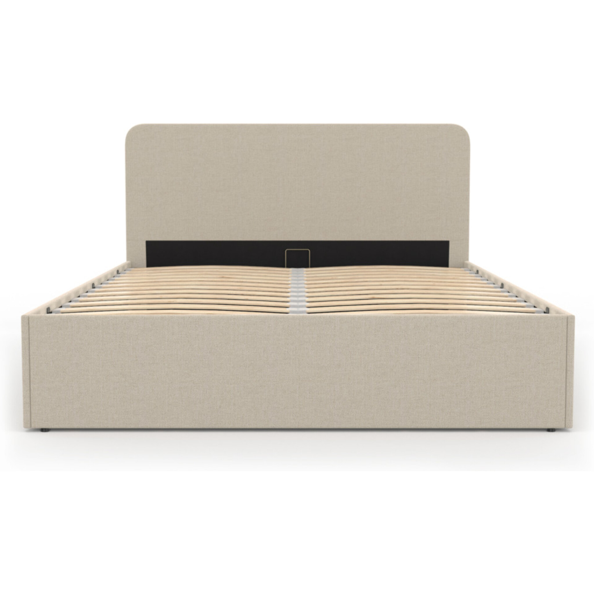 Lit coffre Louise en velours avec sommier et tête de lit - Beige