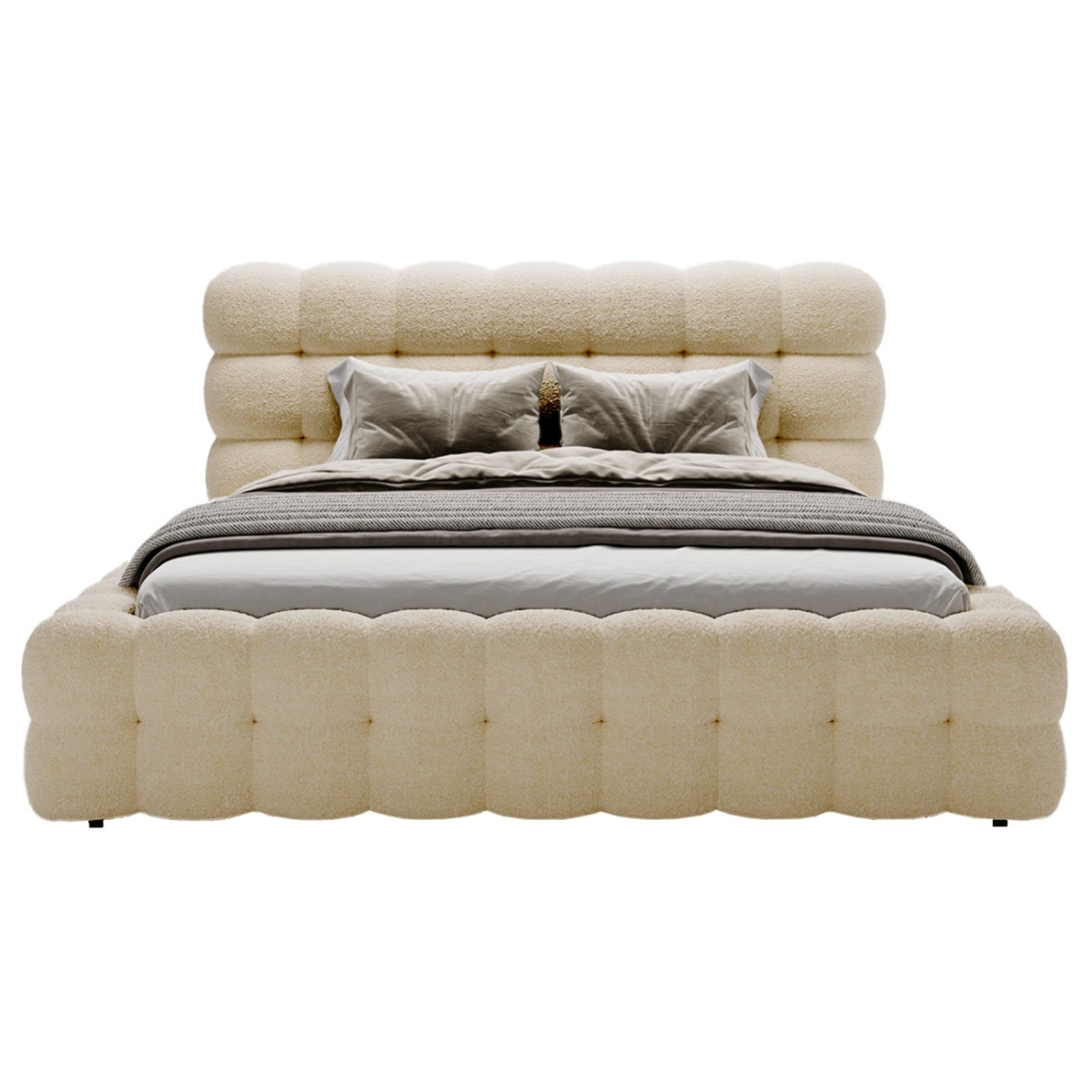 Darling - lit coffre - 140x200 cm - sommier inclus - en tissu bouclette - Beige