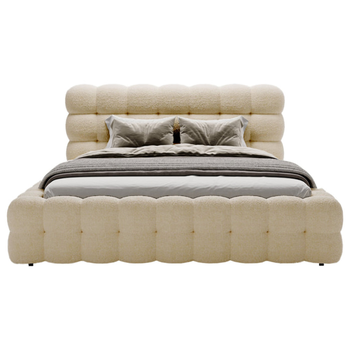 Darling - lit coffre - 140x200 cm - sommier inclus - en tissu bouclette - Beige