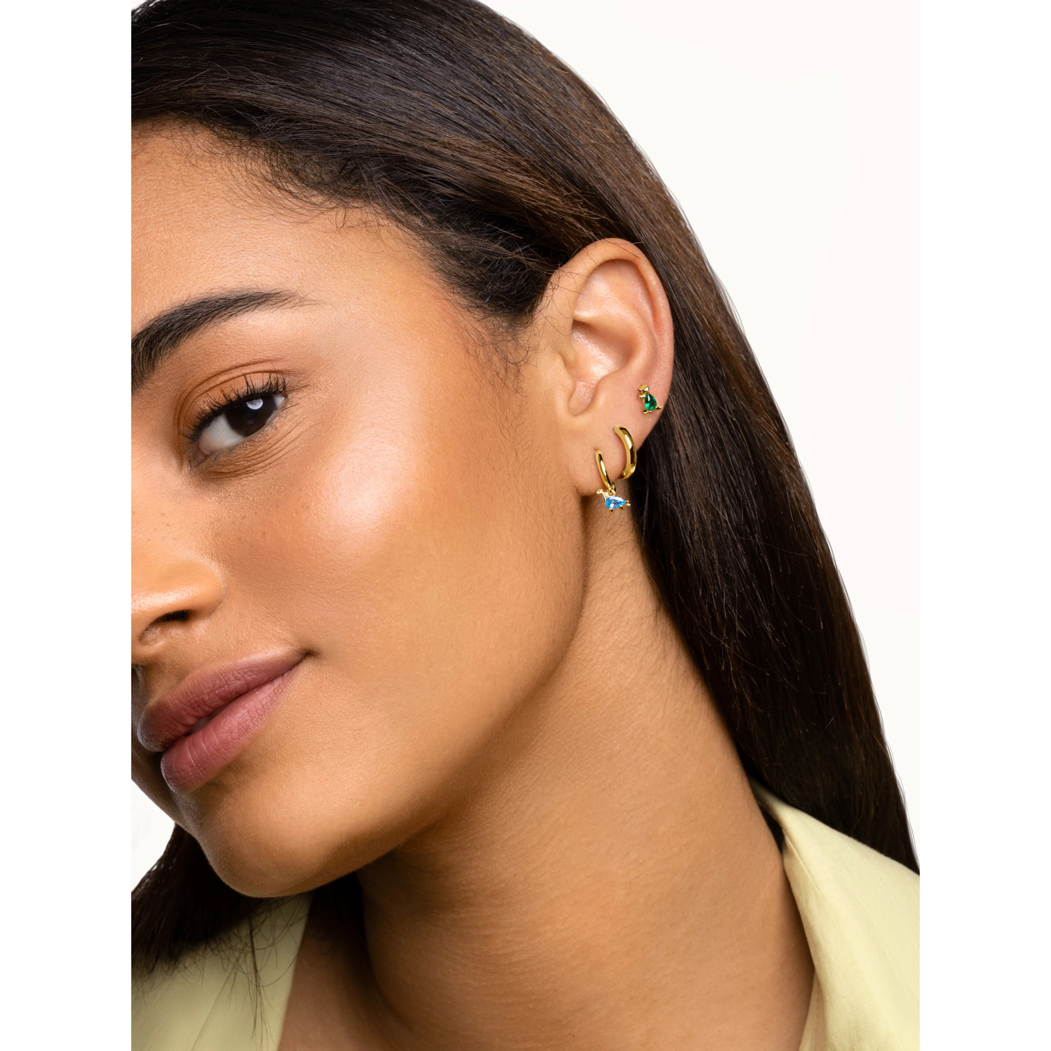 Orecchino Singolo Dino T Rex Green Argento Placcato Oro