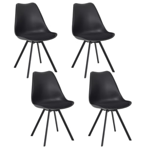 Chaise Avec Coussin Atome Noir - Lot De 4