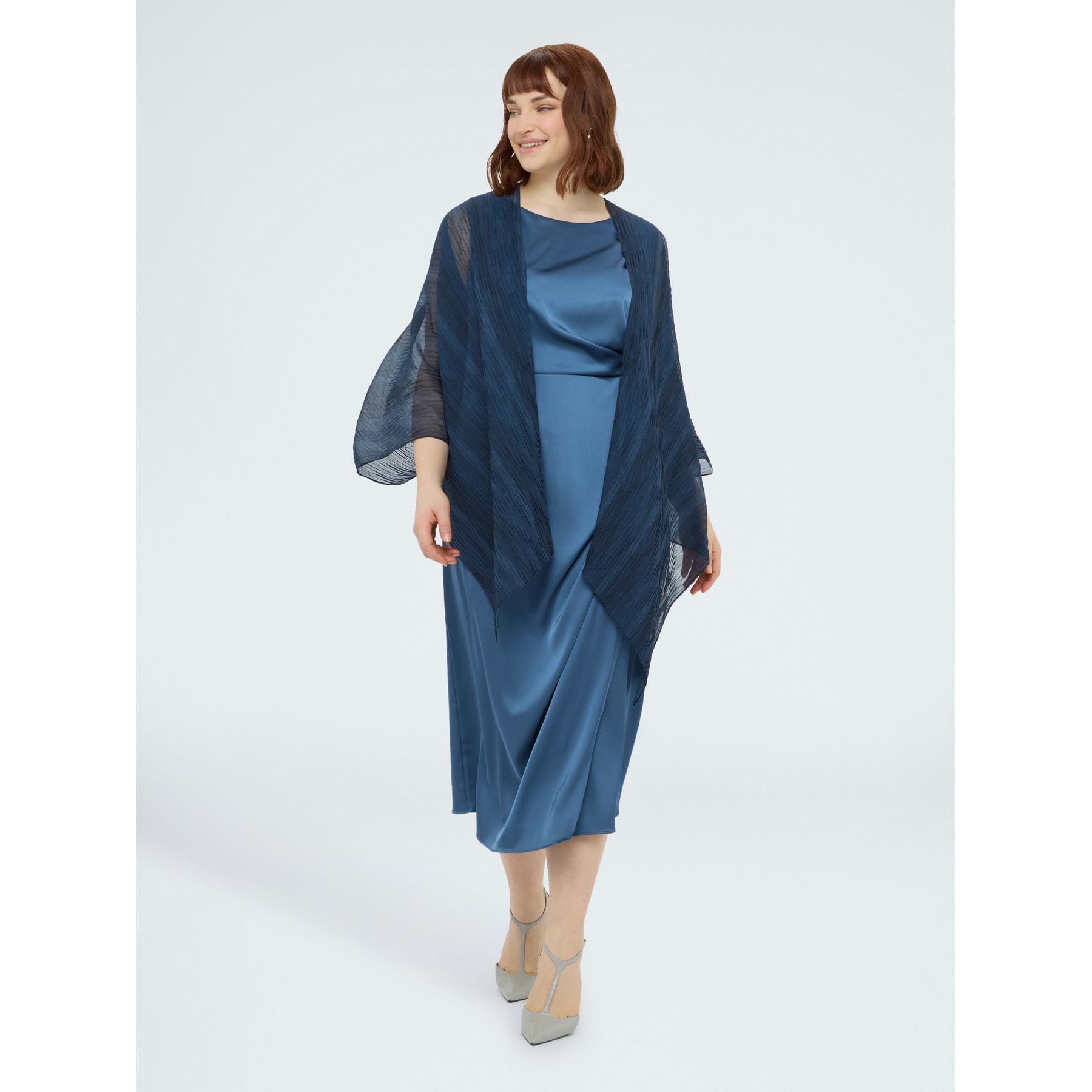 Fiorella Rubino - Cubre hombros en plisado lurex - Azul