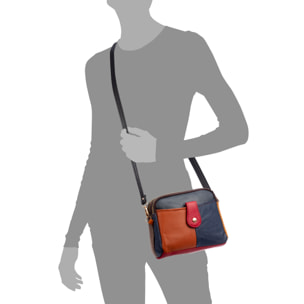 Attigliano bolso bandolera en piel auténtica Dollaro. Colores combinados aleatorios.