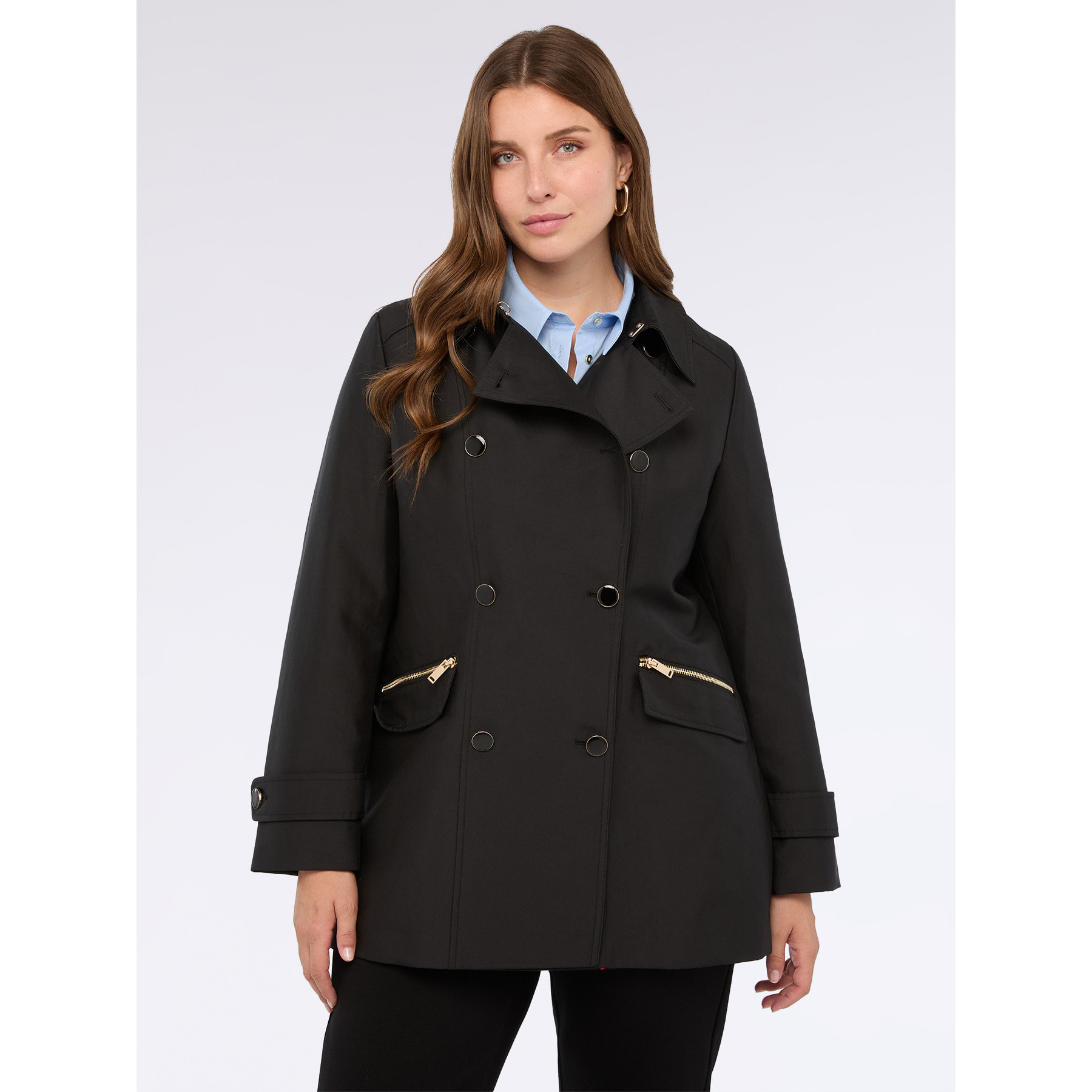 Fiorella Rubino - Gabardina con botones de doble botonadura - Negro