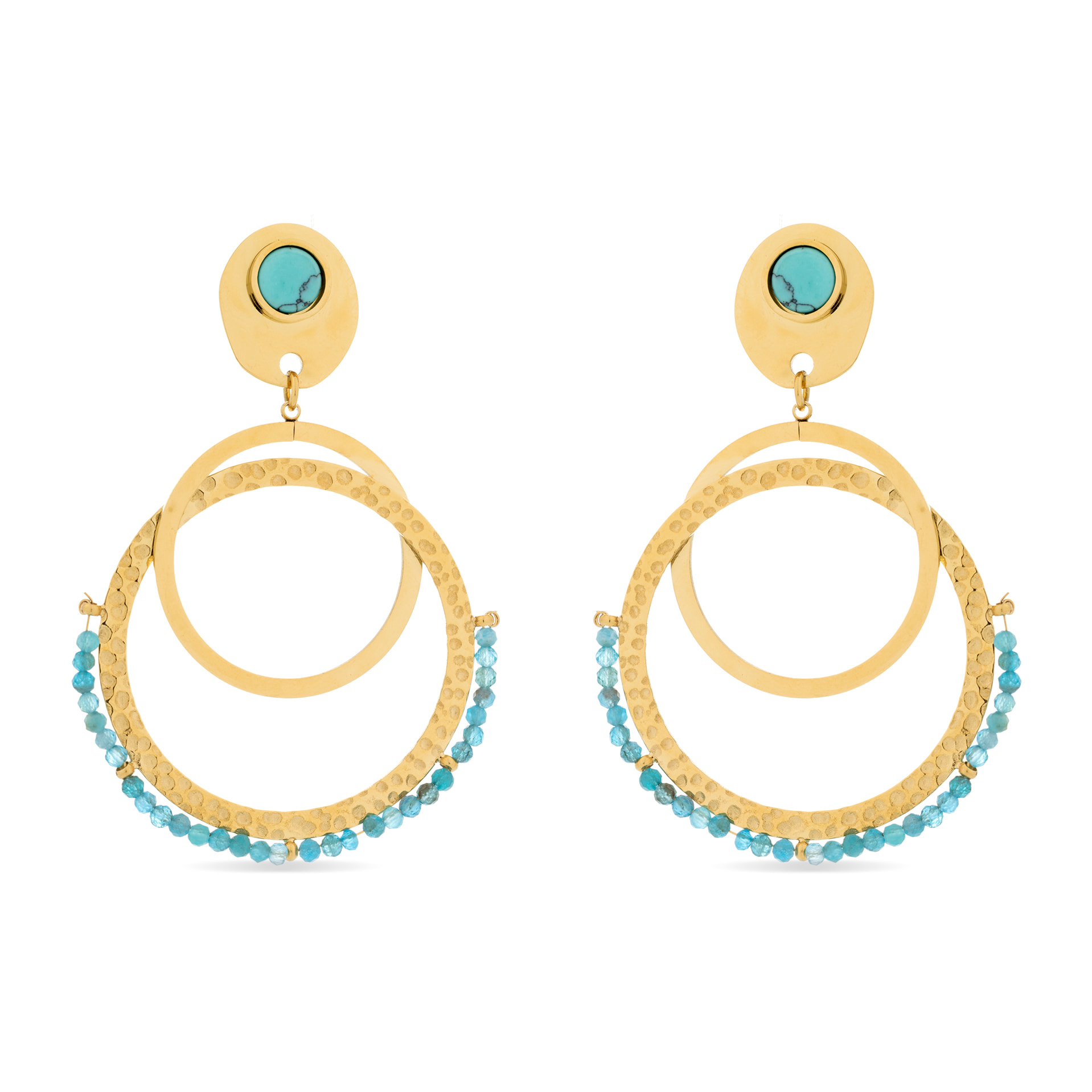 Pendientes de Turquesa acabados en oro amarillo de 18k