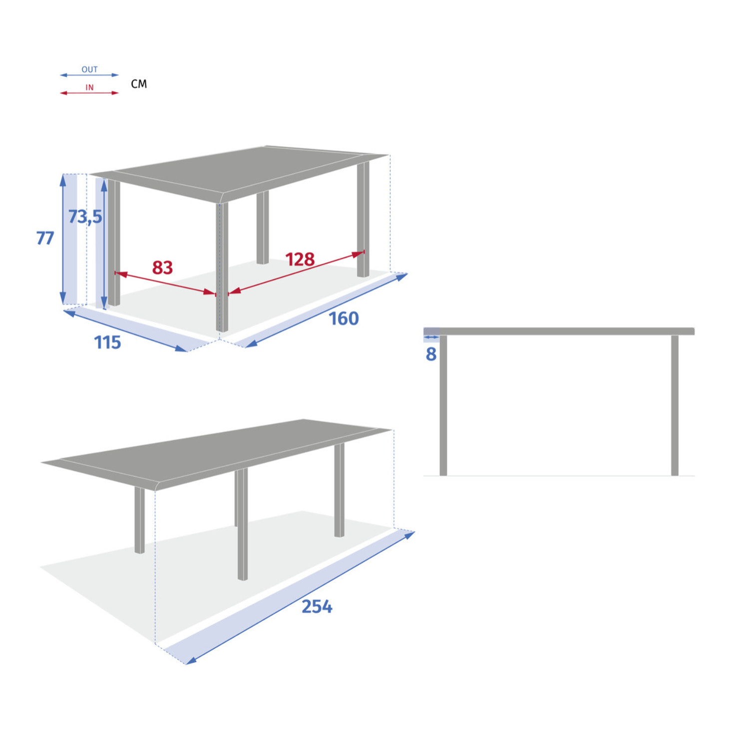 Table de jardin extensible Allure Gris & Blanc
