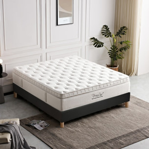 Ensemble Matelas Splendid & sommier déco| 37 cm | Mémoire de forme, mousse de maintien et ressorts ensachés | Cadre à lattes |Tissu | Gris foncé