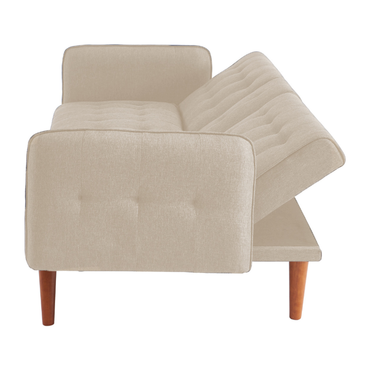 PERTH - Canapé 3 places convertible avec tablette centrale rabattable beige