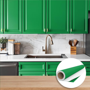 Rouleau adhésif décoratif Vinyle au Mètre - Vert cactus - Sticker Lavable Imperméable Mur Cuisine Meubles