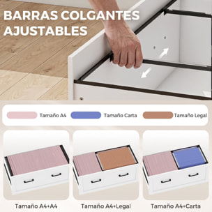 Archivador Vertical con Puertas de Cristal y Cajón, Armario de Oficina con 3 Estantes y Barras Ajustables para Archivos Tamaño A4, Carta y Legal, para Estudio, Salón, 75x40x141 cm, Blanco